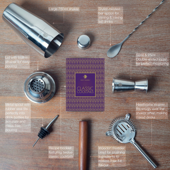 Rusty Barrel Cocktail Shaker Set - Barrel-0035