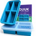 QUUK set of two four-compartment silicone freezer trays with clear lids and branded packaging.