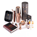 Belgravia copper Boston cocktail making bundle with gift tube, bar tools, Ultimate Bar Book, ice trays and five Monin syrups.